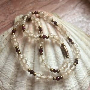 Cute real crystal and garnet choker necklace